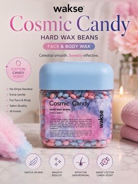Wakse Cosmic Candy Hard Wax Beans Face & Body Wax 8.8oz, New Sealed Cotton Candy